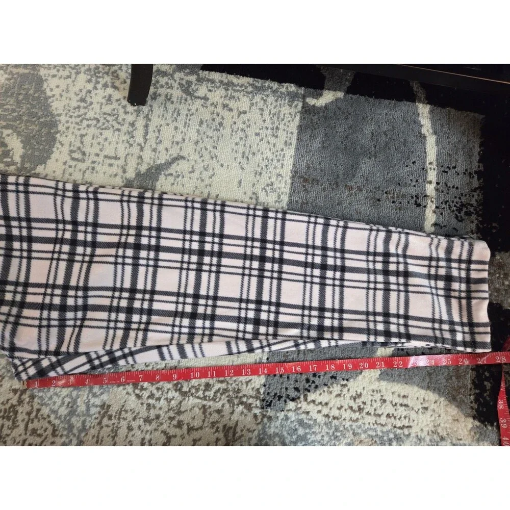 Narrow River Trading Co. Women's Fleece Pants w/ Pockets, Pink/Black Plaid, Lge